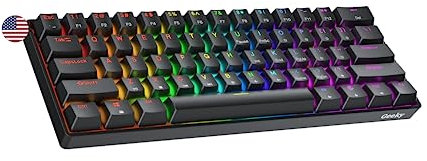 Geeky GK61 60% | Hot Swappable Tastiera da Gioco Meccanica | 61 Tasti Multi Colore RGB LED Retroilluminati per Gaming su PC/Mac | ANSI US Tastiera Americana (Nero, Mechanical Speed Silver)