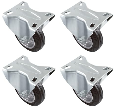 Amig - Pack de 4 roulettes Fixes | Ø 125 mm | roulettes pour Déplacer des Meubles ou des Électroménagers | Poids Maximum 120 kg | pour Déplacer des Meubles Lourds | Roulements à Rouleaux