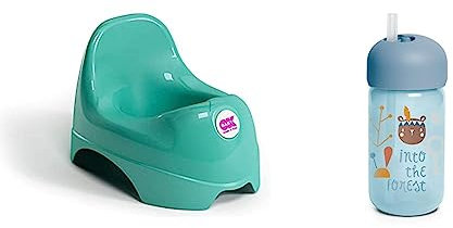 OKBABY Relax Vasino per Bambini con Seduta Ergonomica e Schienale Rialzato, 0.46 kilograms, 0, 1 & Suavinex 401204 Bicchiere Baby Training Cup Con Cannuccia Flessibile E Sistema Antigoccia, Da 18 Mesi