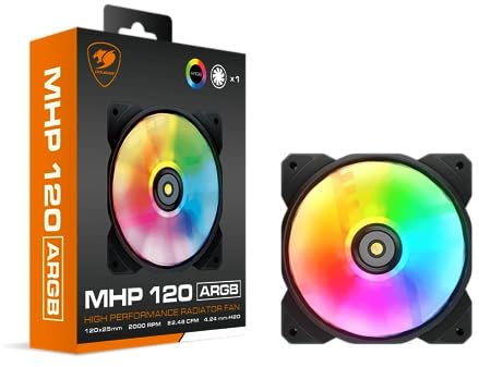 COUGAR MHP 120 Hoch Leistungslüfter für PC-Gehäuse, Wasserkühlung (Single Pack, ARGB)