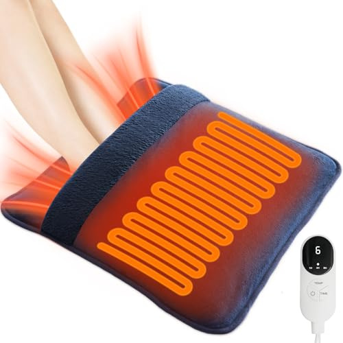 KADORVA Heated Electric Pad for Foot, Double-Sided Heating, 9 Fast Heating Settings 2H Auto Shut Off, Electric Fast Heat Pad with Heat Settings Navy Blue