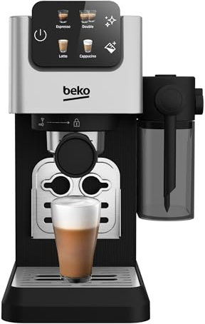 Beko CaffeExpertoTM CEP5304X Semi Automatic Espresso machine | Colour Touch Display | Integrated Milk Jug | Dual Nozzle | 15 Bar pressure | Silver | Easy cleaning