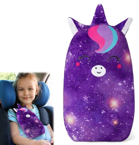MHJY Gurtpolster Kinder Schlafkissen Auto Gurtschutz Einhorn Autogurt Polster Sicherheitsgurt Kindersitz Auto Kissen für Reise Kleinkinder, Mädchen, Jungen, Kinder
