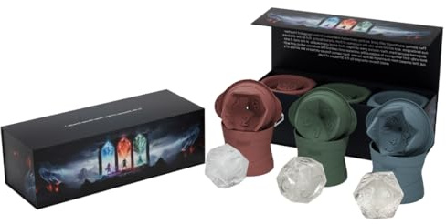 FREEZE FORMS DND Dice Large Ice Cube Mold Set | Big D20 Dice, D12 & D10 Silicone Ice Molds for TTRPG Gamers | 3 DND Dice Mold Clear Ice Cube Maker for Freezer | Oven Safe Ice Silicone Molds with Lids