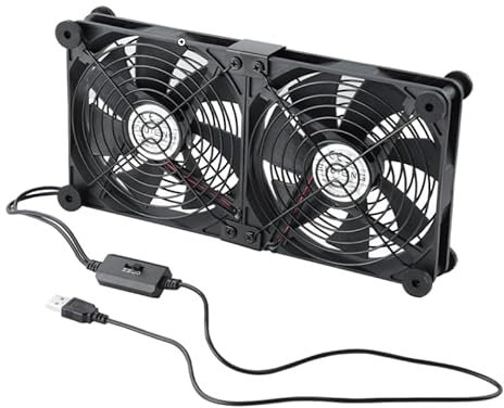 ELUTENG USB Lüfter 140mm 5V 2 in 1 mit 3 Einstellbare Geschwindigkeiten, Doppelt USB Computer Ventilator 140mm PC Lüfter 14mm mit 8 Stoßdämpfenden Füßen für PS5 PS4/Laptop/TV Box/Router