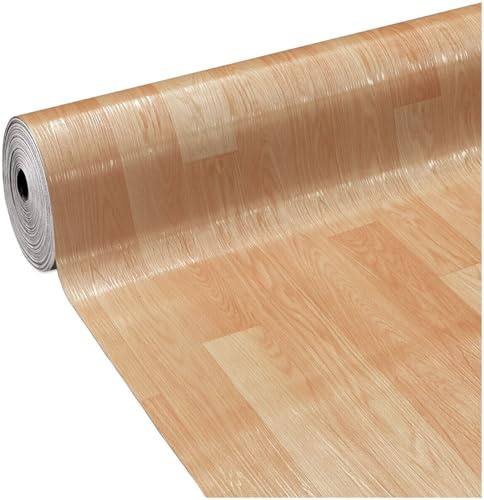 EMMEVI Suelo de PVC en Rollo, Revestimiento de Vinilo, 31 Tamaños, Diseño de Madera Natural, Láminas de 100 x 180 cm