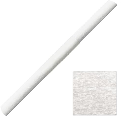 Krepppapier wasserfest & farbfest 50x250cm – dehnbar – Bastelkrepp für Blumen, Schultüten, Dekoration & Basteln – reißfestes Bastelpapier – Farbwahl (weiss)