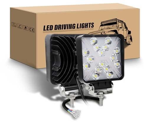 RIGIDON LED Arbeitsscheinwerfer, 2Pcs 4 Zoll 48W LED Zusatzscheinwerfer 12V 24V Weißer Bernstein Strahler Auto Quad Scheinwerfer Rückfahrscheinwerfer für 4x4 Offroad traktor LKW Nebelscheinwerfer