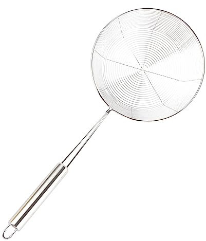 SHOWERORO Schiumarola Acciaio Inossidabile Con Rete Fine Strumento Da Cucina Per Filtrare Oli e Brodi Design Ergonomico Con Manico Lungo
