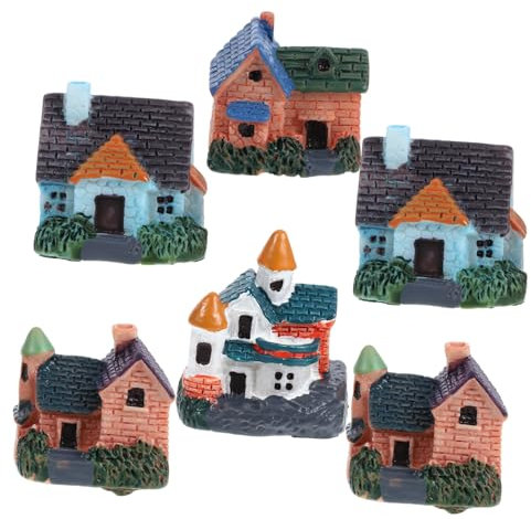 OFFSCH 6stücke Miniaturhaus Mit Mikrohäusern Miniatur-gartenlandschaft Strohhütten Für DIY-Terrarium Bastelset Dekoration Für Feengarten Puppenhaus Vitrine Zufällige Farbe
