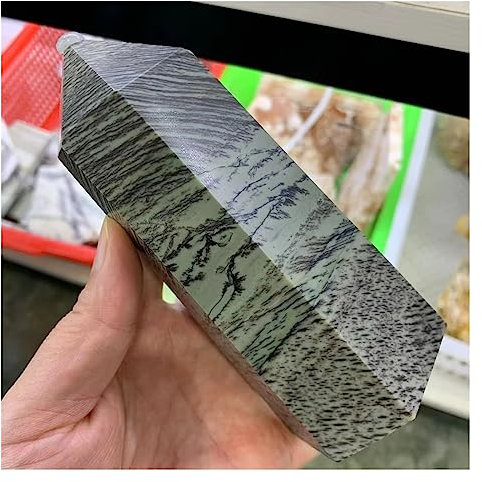 AUOQKQUT Tour de Cristal Brut en Cristal Naturel, Colonne de Pierre de Fleur d'herbe Naturelle, décoration de Bureau et de Maison, Cadeaux artisanaux décoration d'intérieur(Size:600-700g)