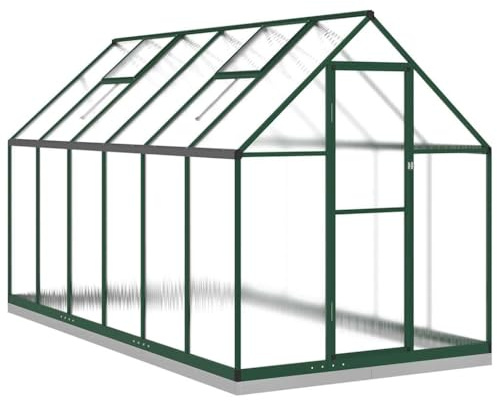 vidaXL Invernadero con Marco Base Aluminio Verde 334x169x202 cm, Invernadero de policarbonato, Invernadero de Bricolaje, Invernadero de jardín