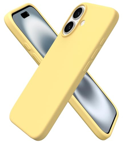 ORNARTO für iPhone 16 Hülle aus Silikon 6,1 Zoll - Leicht Gelb | Premium Flüssigsilikon, dünne Handyhülle, weich und griffig, tolle Haptik, stoß- und kratzfest, große Farbauswahl