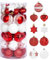 SOBEAU Decoracion de Bolas Arbol de Navidad 35 Piezas, Bolas de Navidad Plastico 6mm, Ornamentales Adornos Arbol Navidad Colgantes con Cordón, para Navidad, Fiesta（Blanco y Rojo）