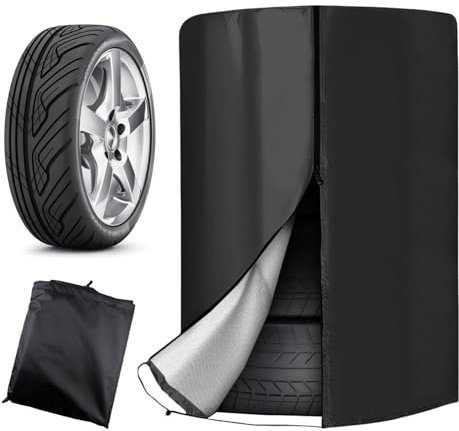 Sporgo Reifentasche für 4 Reifen: wasserdichte Reifenschutzhülle 210D Oxford Tüten für Autoreifen, (16/17/18/19/20/21 Zoll) Reifentaschen, Reifentüten mit Reißverschlüsse und Kordelzüge - Schwarz