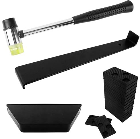 AUMAYCO Laminatboden Kit, 33 Stück Laminat Verlegeset, Vinyl Verlegeset Werkzeug mit 30 Laminatboden-Abstandshalter, Doppelseitiger Gummihammer, Robuster Schlagklotz & Zugeisen für Laminatböden
