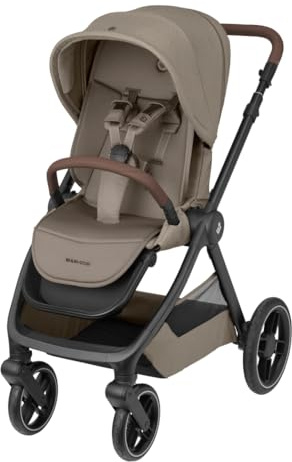 Maxi-Cosi Oxford Baby Kinderwagen, 0–4 Jahre, 0–22 kg, kompakt zusammenklappbar, Geräumiger Sitz, Sanfte Federung, 3 Liegepositionen, 10 kg großen Aufbewahrungskorb, Twillic Truffle