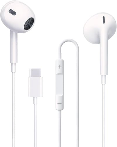 USB C Headphones for iPhone 17/16/15 Pro Max, Wired Headphones USB C Earphones Wired Type C Earphones with Mic & Volume Control, In Ear USB C Earbuds for Samsung Galaxy, iPad Pro, Google Pixel