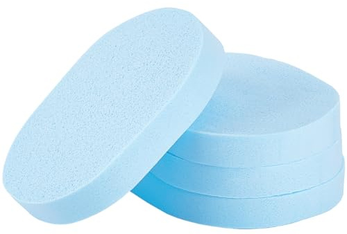 GORGECRAFT 4pz Spugne Struccanti Riutilizzabili Spugne per La Pulizia del Viso Spugne per Il Trucco Spugne Ovali per Il Lavaggio del Viso Spugne per Il Trucco Azzurro Cielo La Pulizia Quotidiana
