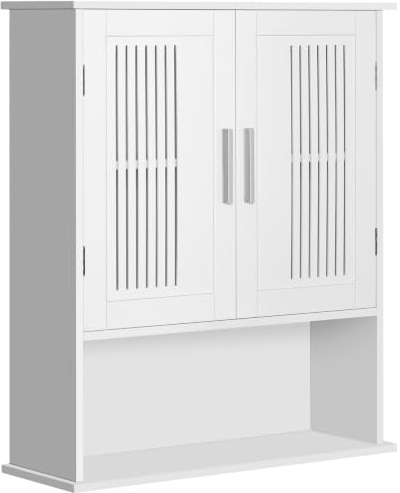 kleankin Väggskåp med justerbar hylla, 60 x 20 x 70 cm, vit