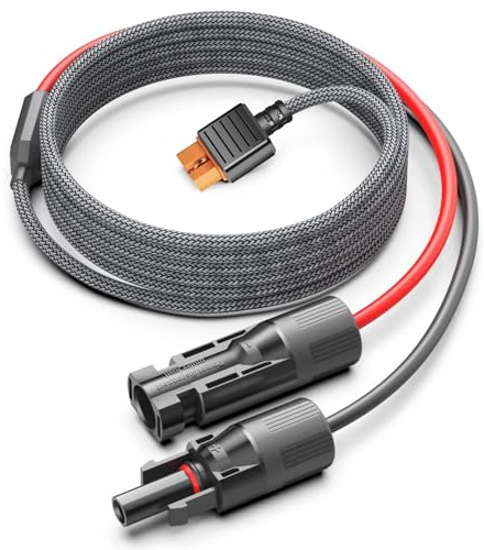 HKY Solar auf XT60i Verlängerungskabel, spritzgegossener XT60i-Stecker für tragbare Powerstation, Solarpanel, 5 m, 16 AWG, UL1185, upcycling-geflochtener Nylondraht