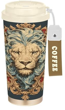 linqin Vasos pequeños de viaje de café borgoña con tapa de acero inoxidable aislado para bebidas frías y calientes, 481.9 g, a prueba de fugas