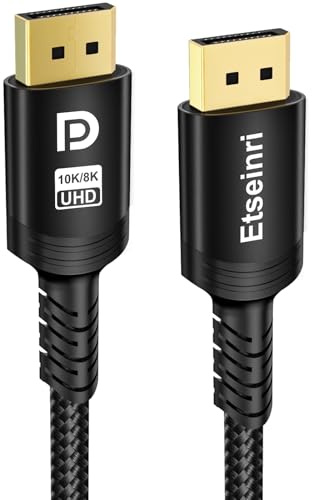 Etseinri Câble DisplayPort Certifié VESA 4K 8K 16K Version 1.4 DP à DP 7.5M | Câble DisplayPort vers DisplayPort 2.1 DP80 HDR 16K à 60 Hz 8K 240 Hz 4K 540/480/360/240 Hz, DSC, HDCP 2.3 Moniteur 5090
