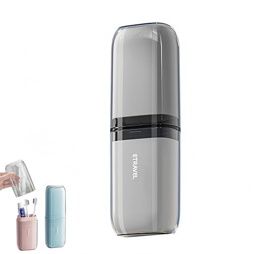MIEJMJIA - Set de gobelets à eau de voyage, étui à brosse à dents, porte-brosse à dents et dentifrice, gobelet à brosse à dents, convient pour le camping, les voyages, les voyages d'affaires (gris / 4