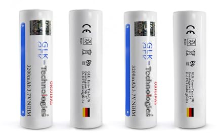 4X GLK-Technologies® GL18650F 3200mAh NiMH Flat Top high Drain Akku | 2026 BJ Hohe Kapazität, Schnellladung, geringe Selbstentladung, vielseitig einsetzbar für langlebige, nachhaltige Energie