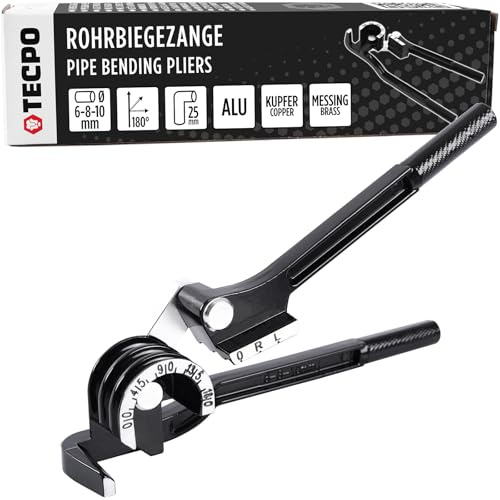 TECPO Rohrbiegezange 6/8/10 mm Durchmesser 3in1 Rohrbieger bis 180 Grad Rohrbiegewerkzeug Biegezange Rohrbiegegerät für Kupferrohr, Messing, Aluminium, Messing, Bremsleitungen