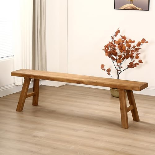 QUEMZAR Sitzbank, Holzbank Bauernbank fürs Fußende, Robust und Langlebig, Holzbank Rustikal für Einrichtung im Bauernhaus Modern Retro, Einfach zu Montieren 100 * 26 * 45cm