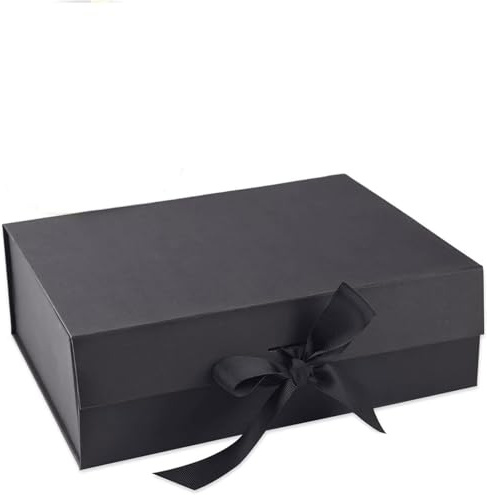 Caja de regalo con lazo, caja de regalo magnética con tapa, negra. San Valentín y Navidad