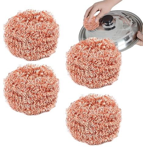 Huayeex Estropajos de cobre, cepillo de limpieza de cobre de cocina antiarañazos, suministros de eliminación de grasa de cocina, almohadillas de fregado no abrasivas para estufa Rancho Hood Horno