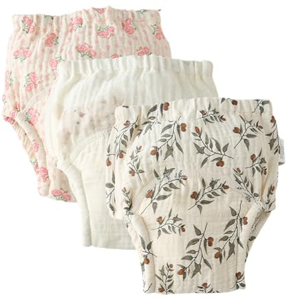 Hixingo Culotte Apprentissage Propreté Fille Garcon, Culotte d Apprentissage Lot de 3 Réutilisable, Couche Lavable Enfant Doux, Couches pour Les Enfants de 1 à 6 Ans (Combinaison 1,S: 80)