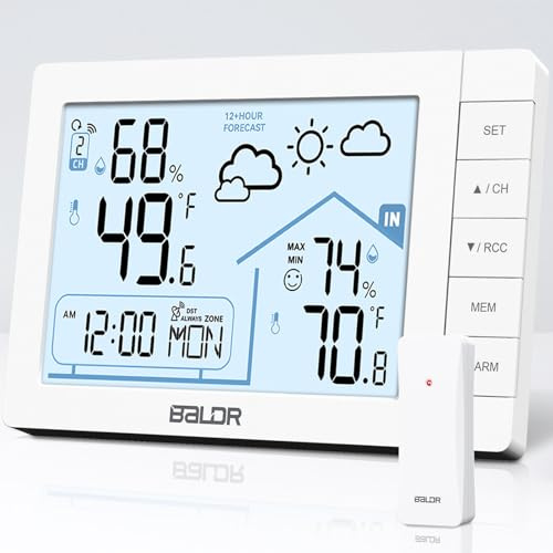 VIVILINEN Wetterstation Funk mit Außensensor mit Wettervorhersage | Wetterstationen Innen und Außentemperatur Funk Außenthermometer Hygrometer