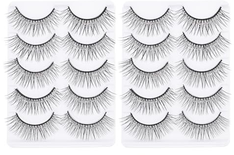 Healvian 10pairs Multi-layer Lashes Makeup Simulation Eyelash Reusable Fake Eyelash for Cat Eye Lashes Styling