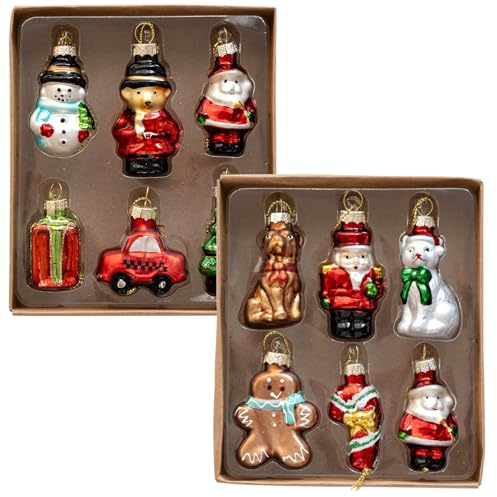 12 pezzi ornamenti per albero di Natale mini palline di vetro vintage appese decorazioni natalizie con corda ornamenti per albero retrò set per feste natalizie decorazioni per la casa