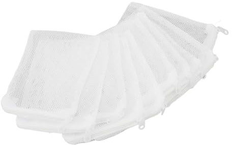 HUSHUI 10Pcs Aquarium Filter Media Bags, Fine Mesh Nylon Reusable Fish Tank Filter Bags with Safety Zipper Closure, for Activated Carbon Ceramic Rings Peat Fiber
