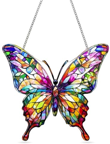 Tianher Atrapasoles, Atrapa Solar Acrílico Colorido Mariposa Atrapa Sol Colorido para Ventana Decoración De Ventana Colgante para Ventanas Balcones y Jardines (13 * 13 * 0.5 Cm)