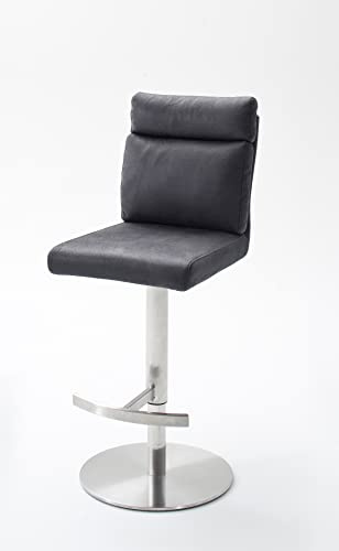 Robas Lund Barhocker Stoffbezug Grau im Antiklook drehbar 360°, Barstuhl höhenverstellbar, Rabea