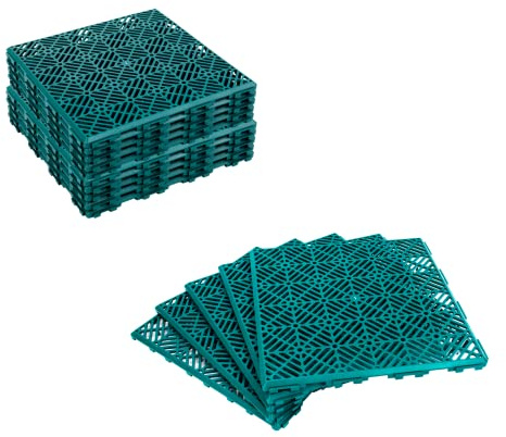 KCT 3 Pack - Green Garden Non Slip Interlocking Path Tiles - 15 Pieces Total Weatherproof Decking Boards