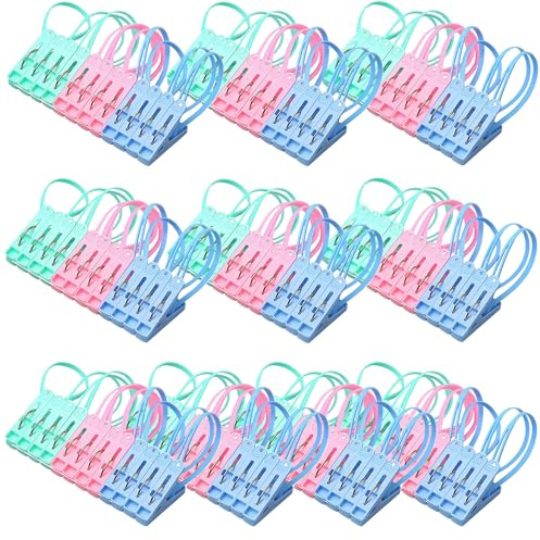 SWIHELP 120 PCS Pinces Chaussettes, Pinces Sangle en Plastique avec Sangles, utilisées pour Suspendre des Chaussettes, des sécheuses sous-vêtements et des Sangles Linge extérieures.