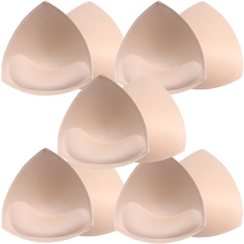 TAOHUA GARDEN 5 par BH-dynor inlägg, avtagbar, andningsbar, luftbomull, skumsvamp, BEIgE, C/D CUP