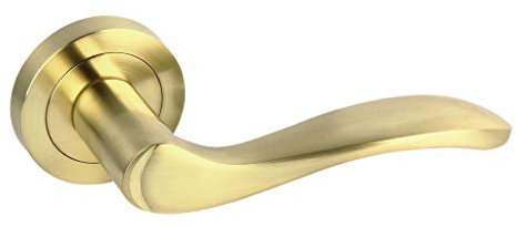 Cofan Juego de 2 manivelas | Fabricadas en zamak | Con roseta redonda | Modelo Praga Color latón