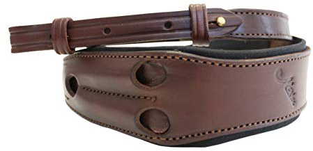 Waffengurt Gewehrgurt Gewehrriemen Rindsleder braun – verstellbar 97-110 cm, 5,5 cm breit, mit Daumengriff, 3 Patronenlager, Sattlerhandarbeit für Langwaffen Jagd