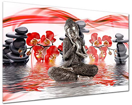 Tableau Plexiglas Zen Feeling Rouge - Impression Verre Acrylique Zen - Décoration Murale pour déco Maison, Cuisine, Salon, Chambre, Bureau - 50x30 cm