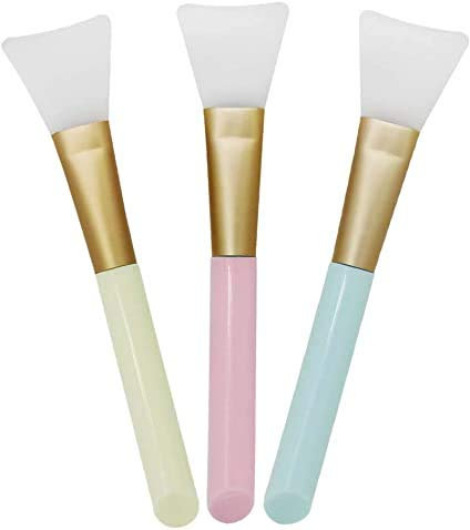 3 Pack Silicone Face Mask Brushes, Facial Mask Brush Skin Care Beauty Tool Silicone Cosmetic Brush Mud Mask Brush DIY Makeup Tool (Multicolor)