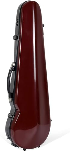 Crossrock Fiberglass Violin Case for 4/4 Full Size | Black & Red Gloss Finish, Velvet Interior, Backpack Straps – Lightweight 5lb Hardshell with Bow Holders (CRF1000SVBKRD)