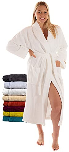 RIEMTEX Bademantel Damen und Herren flauschiger Morgenmantel Baumwolle Bamboo & Microfaser Made in Europe (Weiss, M)