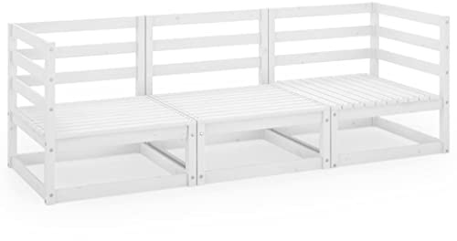vidaXL Outdoor-Sofa 3-Sitzer Weiß Massivholz Kiefer